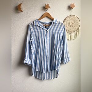 H&M divided light blue white striped shirt womens 10